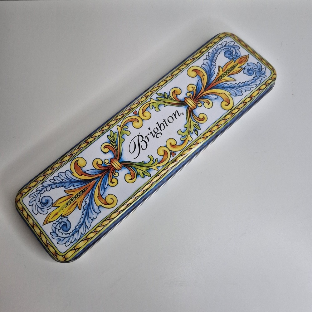 Brighton Tin Box Only Keepsake Pencil Case Scroll Romantic Renaissance Pattern